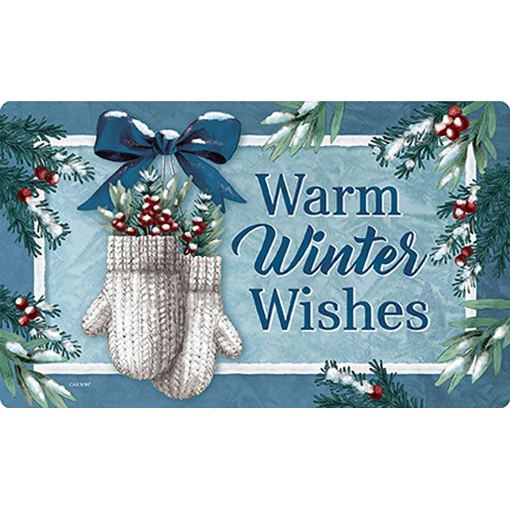 Winter Mittens Wishes Doormat