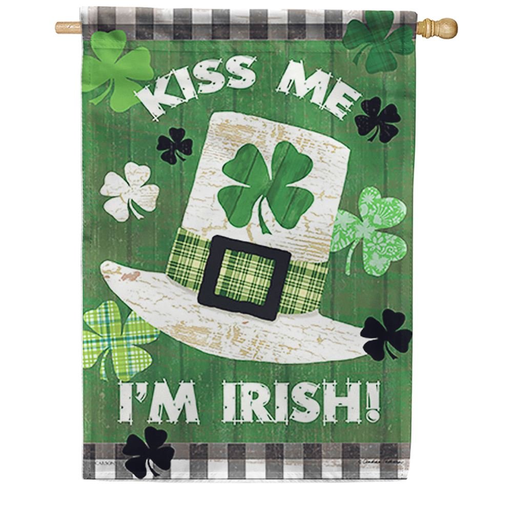 Kiss Me, Im Irish Double Sided House Flag