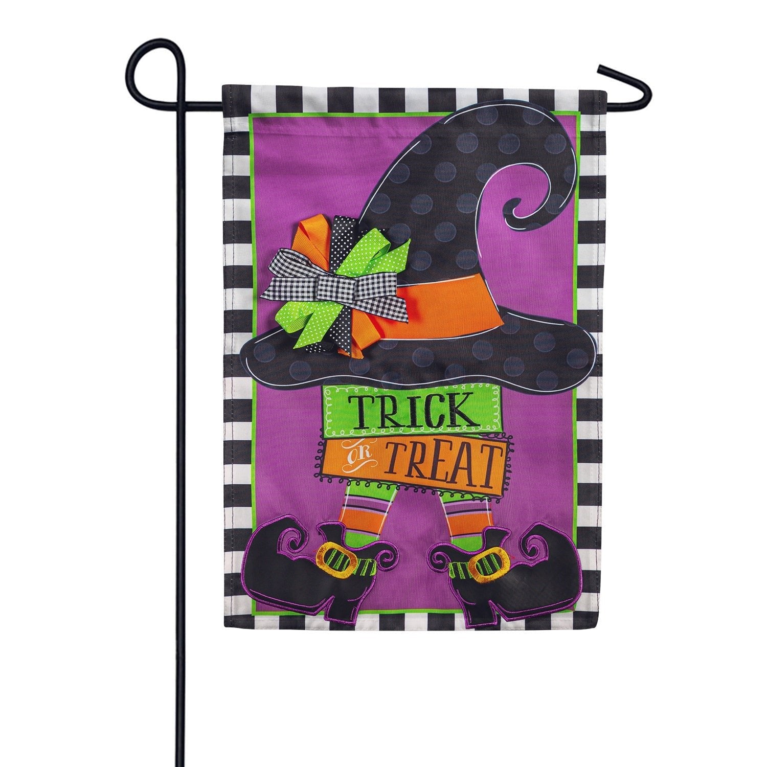 Trick or Treat Witch Appliqued Garden Flag