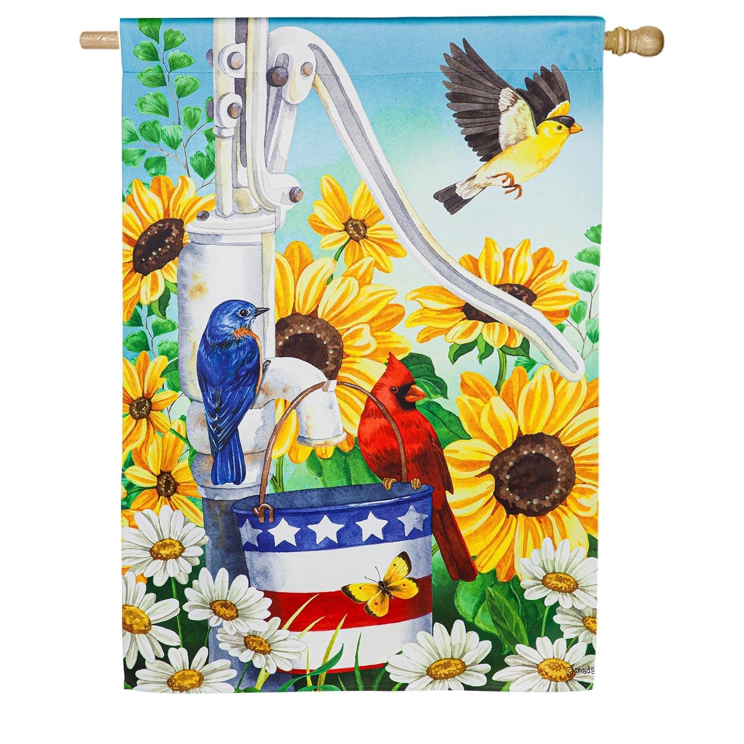 Patriotic Pump Double Sided House Flag