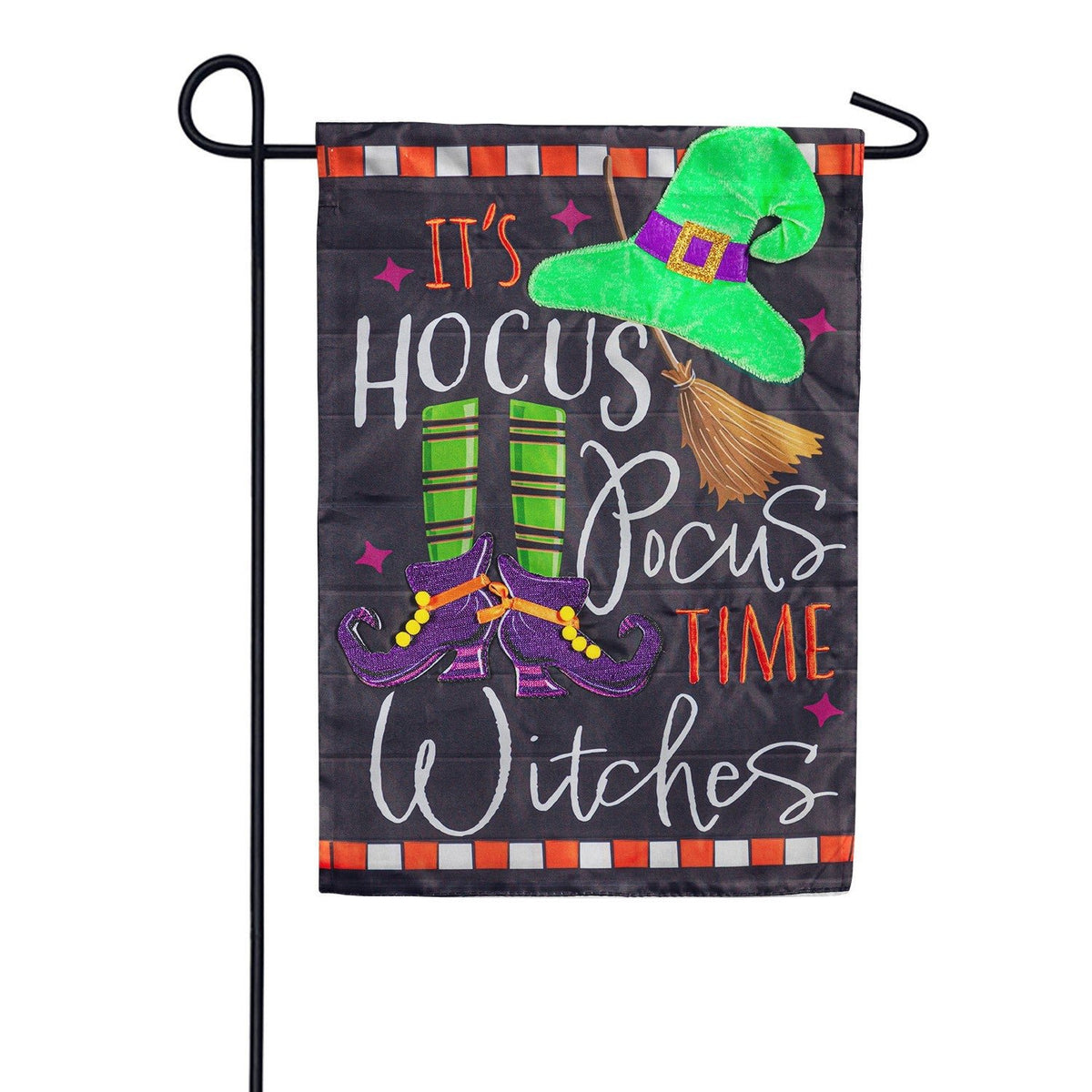 Evergreen Hocus Pocus Time Appliqued Garden Flag