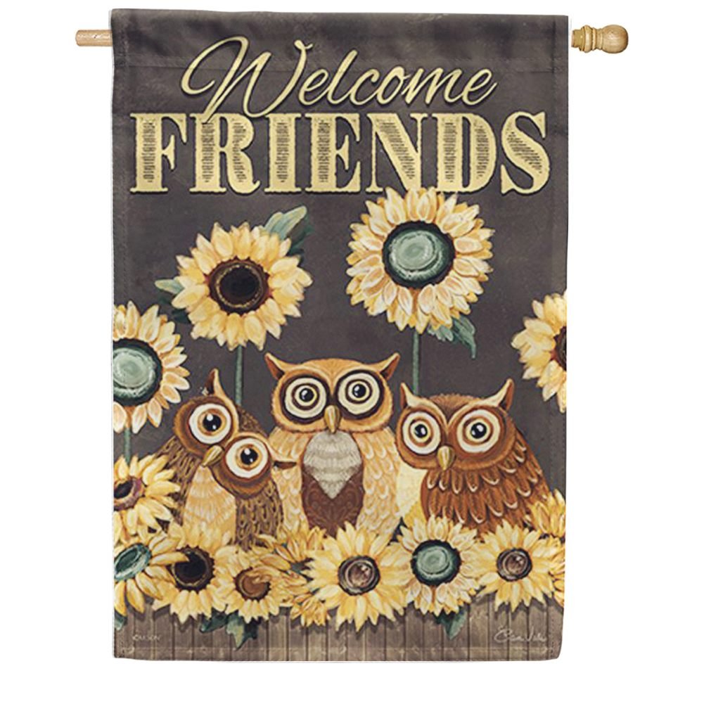 Owl Friends Welcome Double Sided House Flag