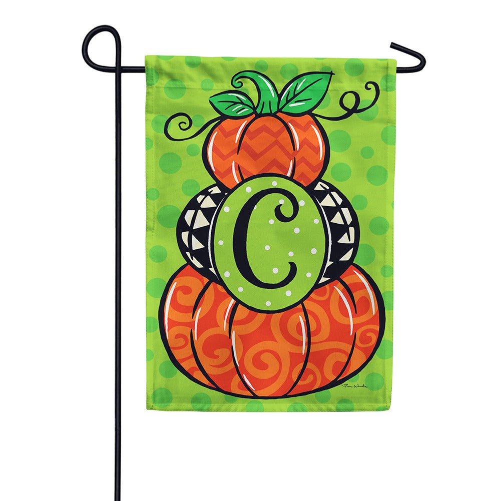 Pumpkin Stack Monogram Double Sided Garden Flag
