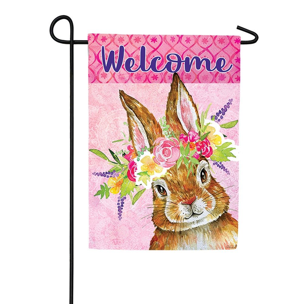 Bunny Wreath Welcome Double Sided Garden Flag