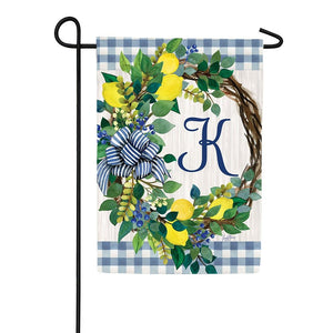 Lemon Wreath Monogram Double Sided Garden Flag