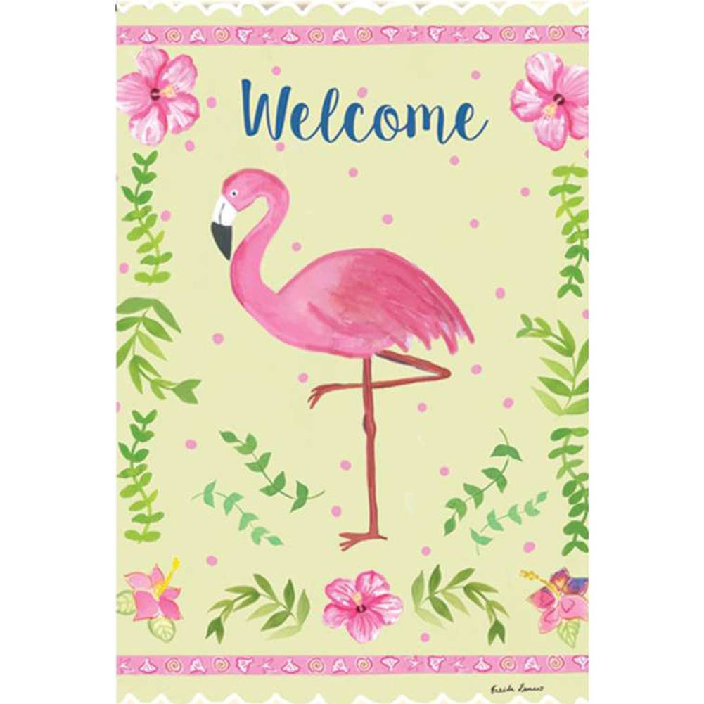 Coastal Flamingo Welcome PremierSoft Double Sided Garden Flag