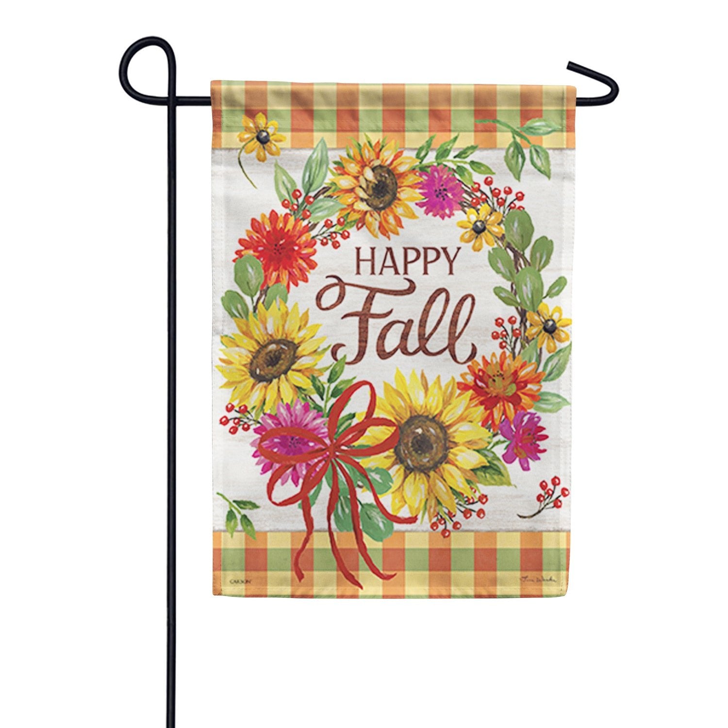 Happy Fall Floral Wreath Garden Flag