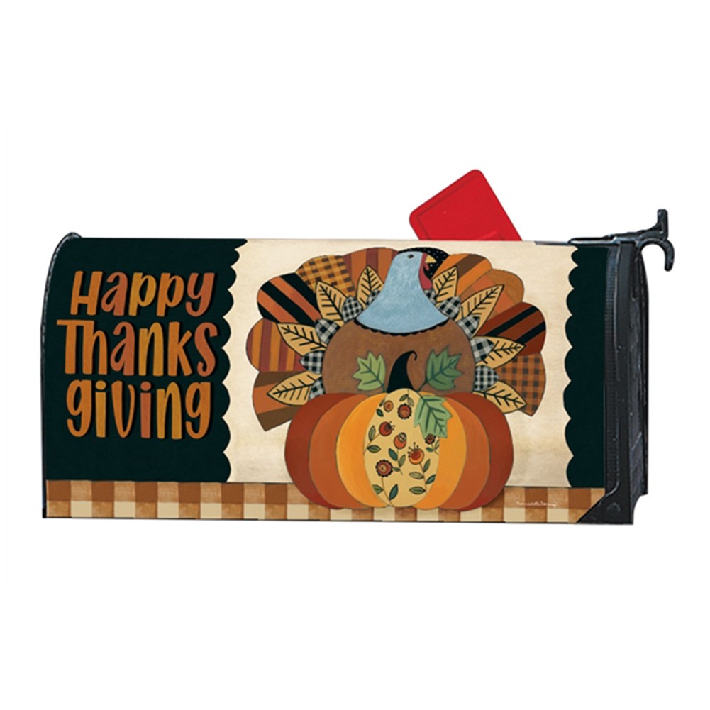 Happy Thanksgiving Turkey Plaid Mailwrap