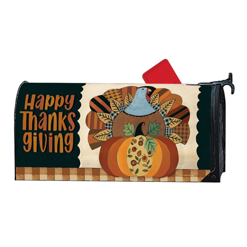 Happy Thanksgiving Turkey Plaid Large Mailwrap