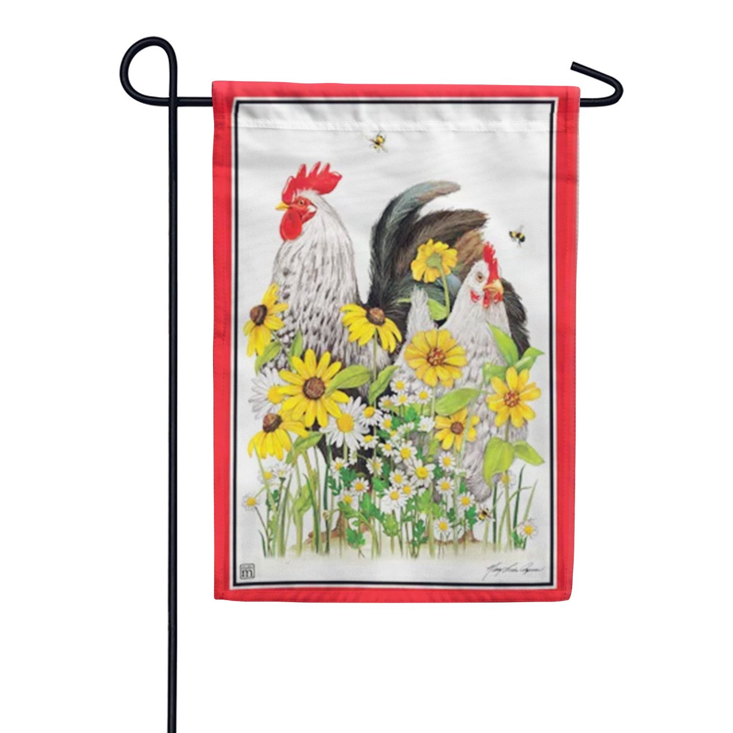 Flower Chickens Garden Flag