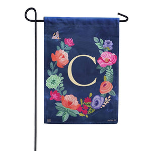 Boho Flowers Monogram Garden Flag