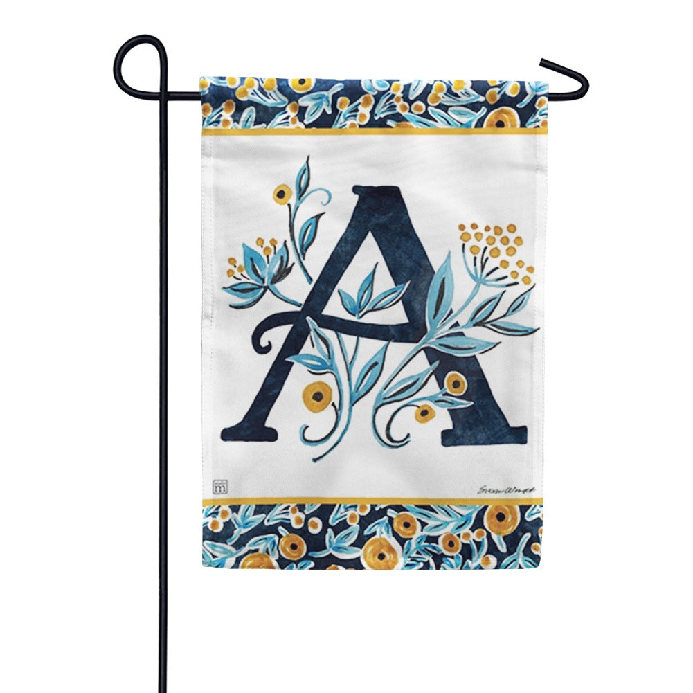 Indigo Elegance Monogram Garden Flag