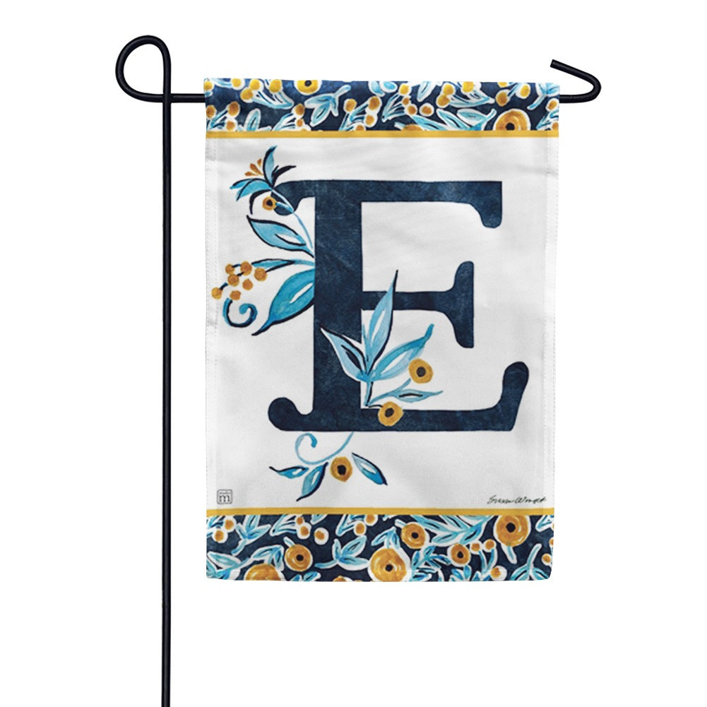 Indigo Elegance Monogram Garden Flag