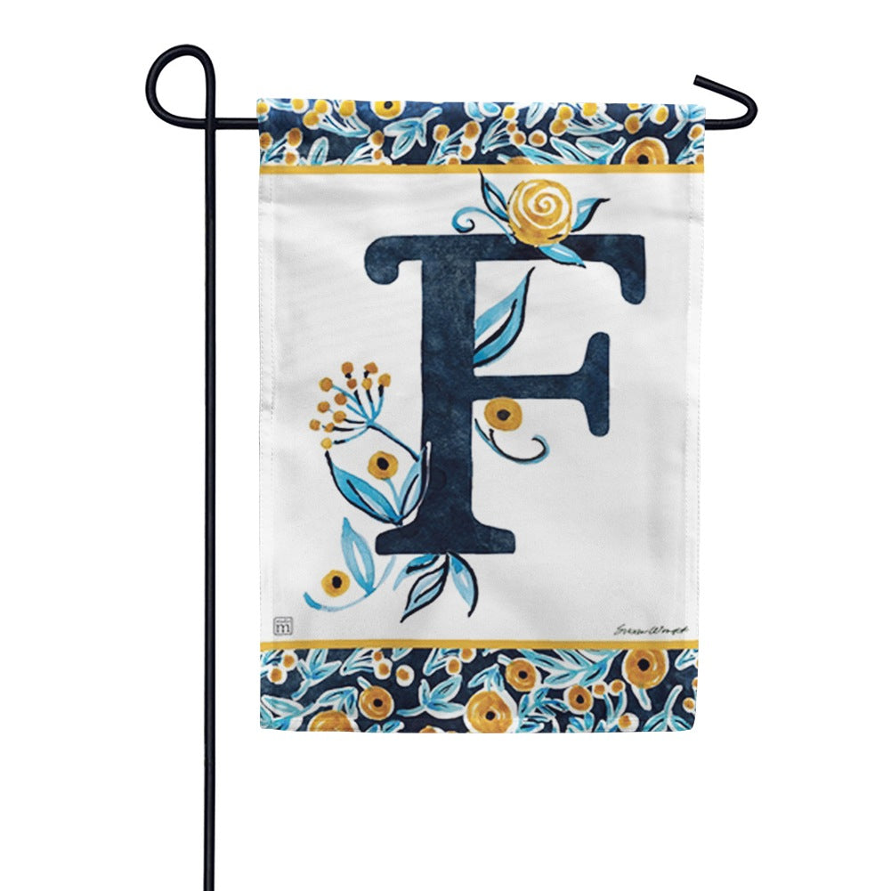 Indigo Elegance Monogram Garden Flag