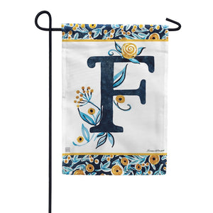Indigo Elegance Monogram Garden Flag