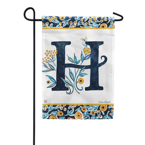 Indigo Elegance Monogram Garden Flag