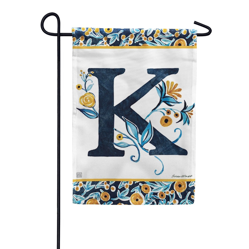 Indigo Elegance Monogram Garden Flag
