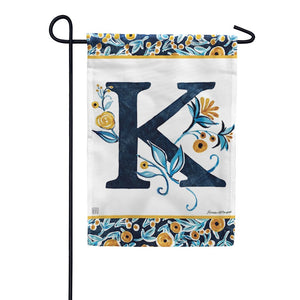 Indigo Elegance Monogram Garden Flag