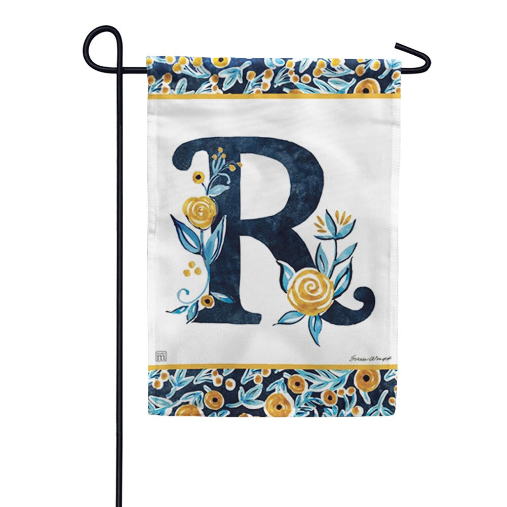 Indigo Elegance Monogram Garden Flag