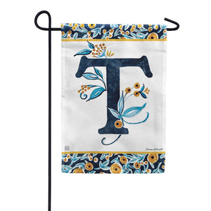 Indigo Elegance Monogram Garden Flag