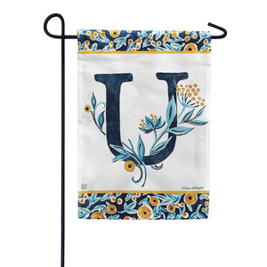 Indigo Elegance Monogram Garden Flag