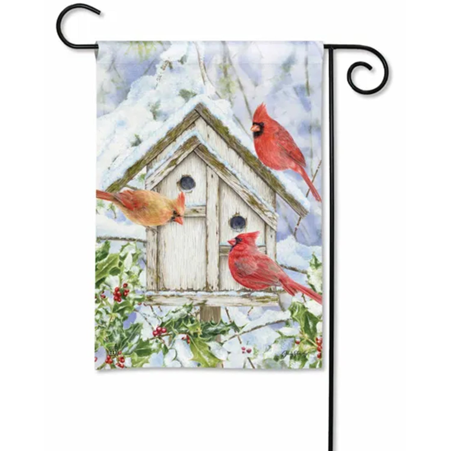 Cardinal Birdhouse Garden Flag