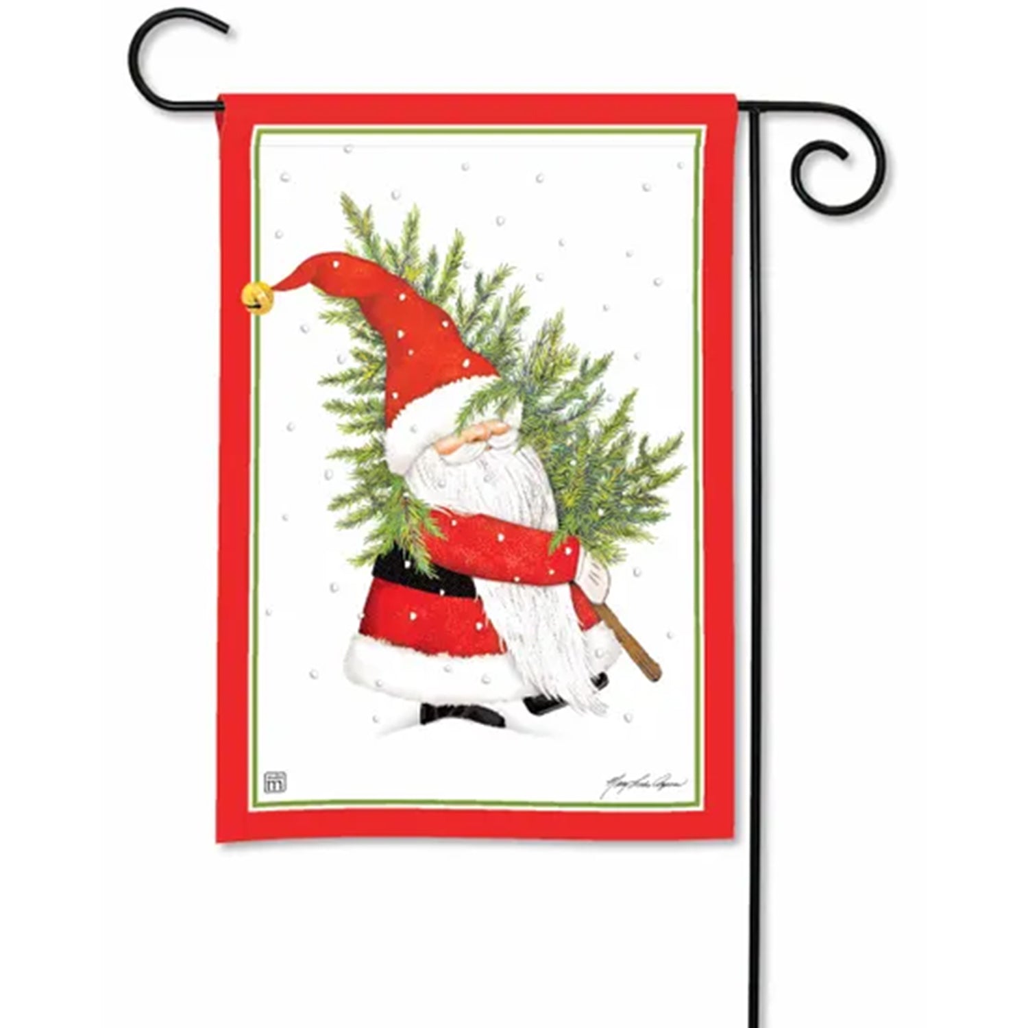 Santa Gnome Garden Flag