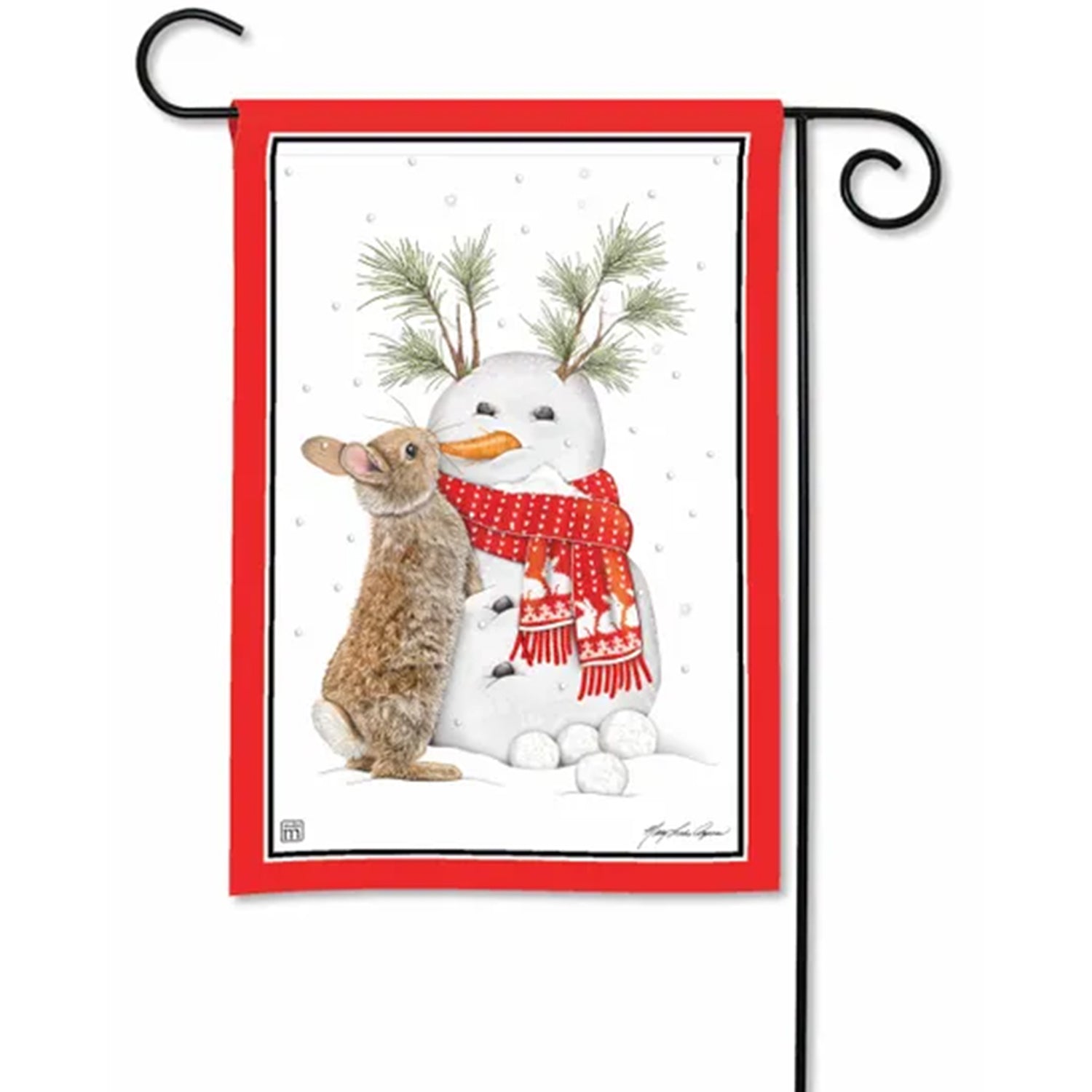 Bunny's Snow Friend Garden Flag