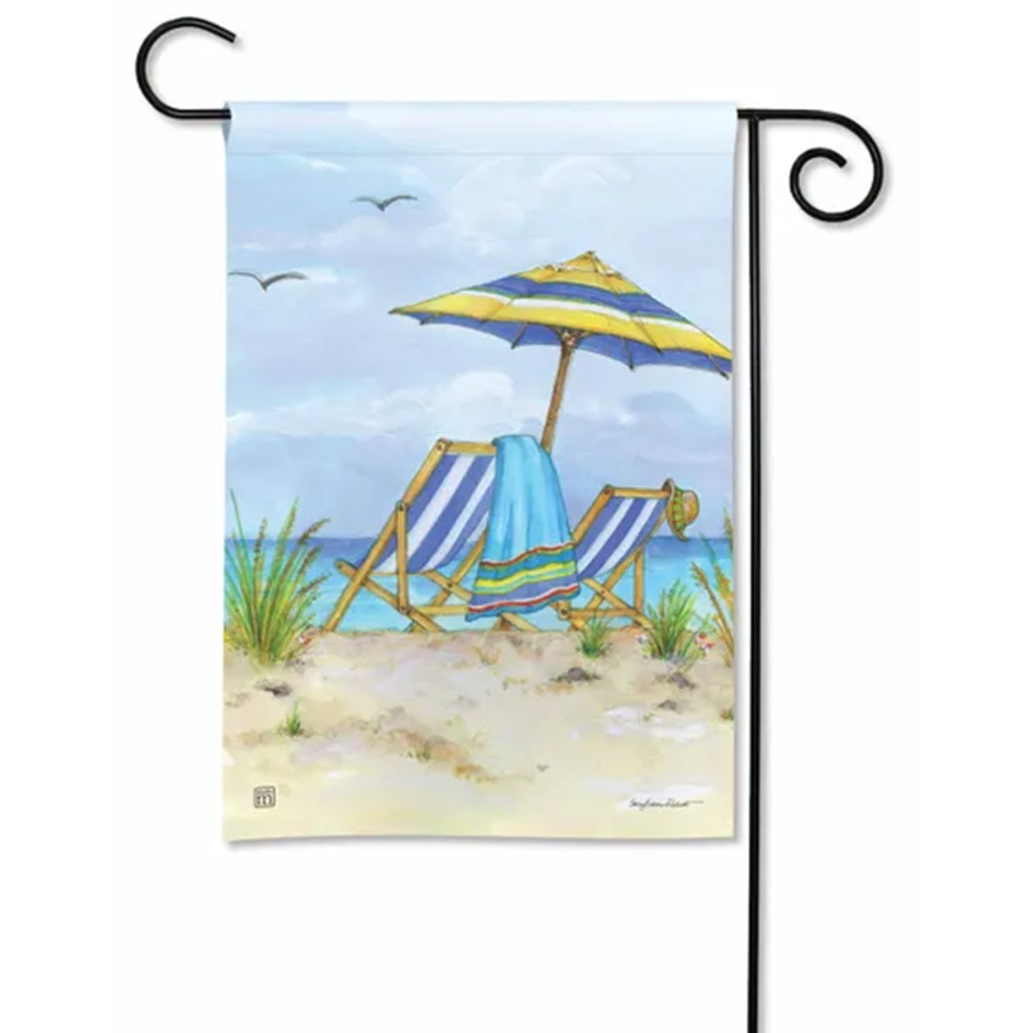 A Day at the Beach Garden Flag