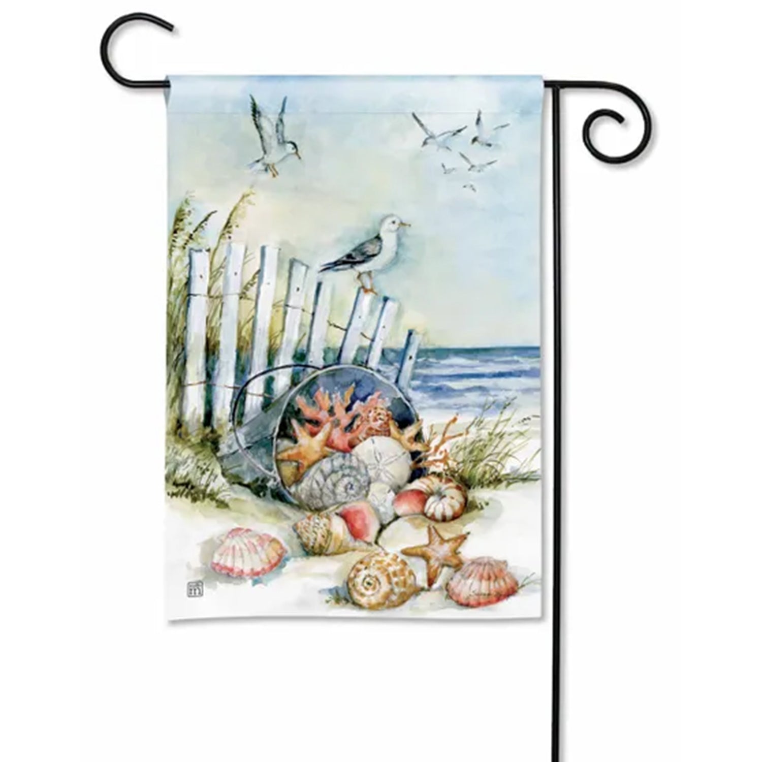 Collecting Sea Shells Garden Flag