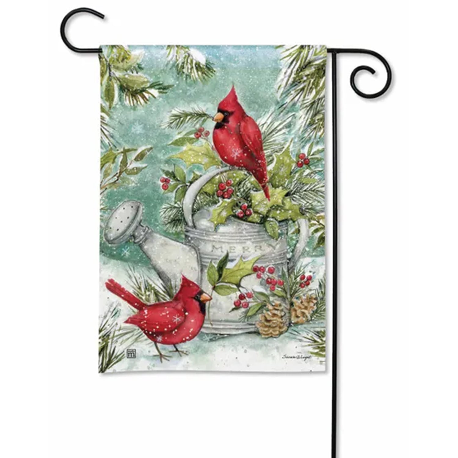 Winter Watering Can Garden Flag