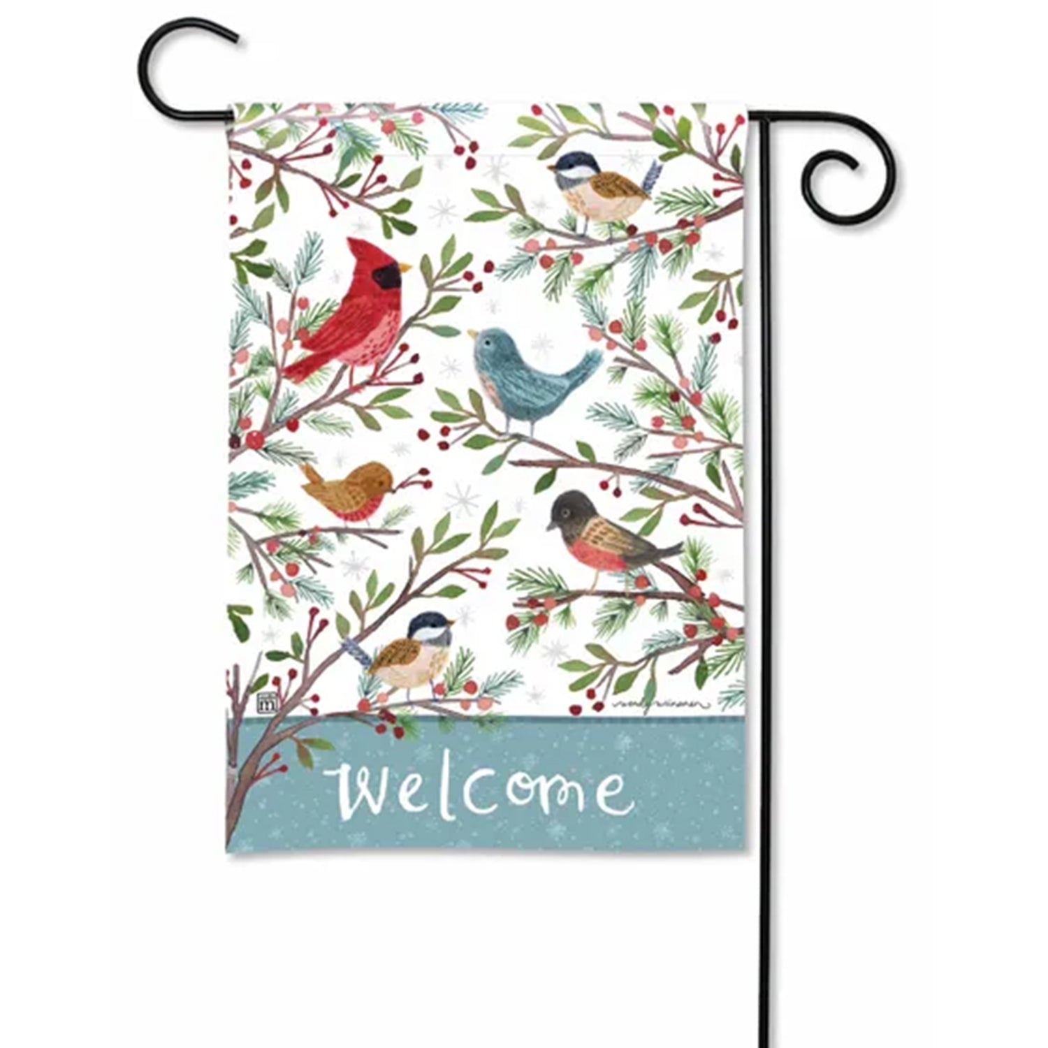 Winter Bird Branches Garden Flag