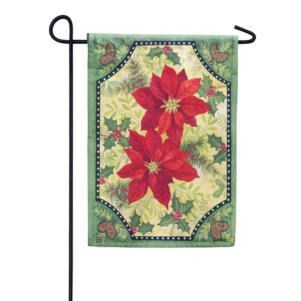 Pretty Poinsettias Flowers Garden Flag