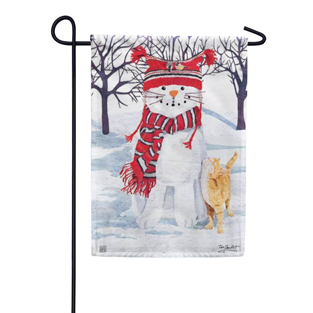 Snow Cat Friends Garden Flag