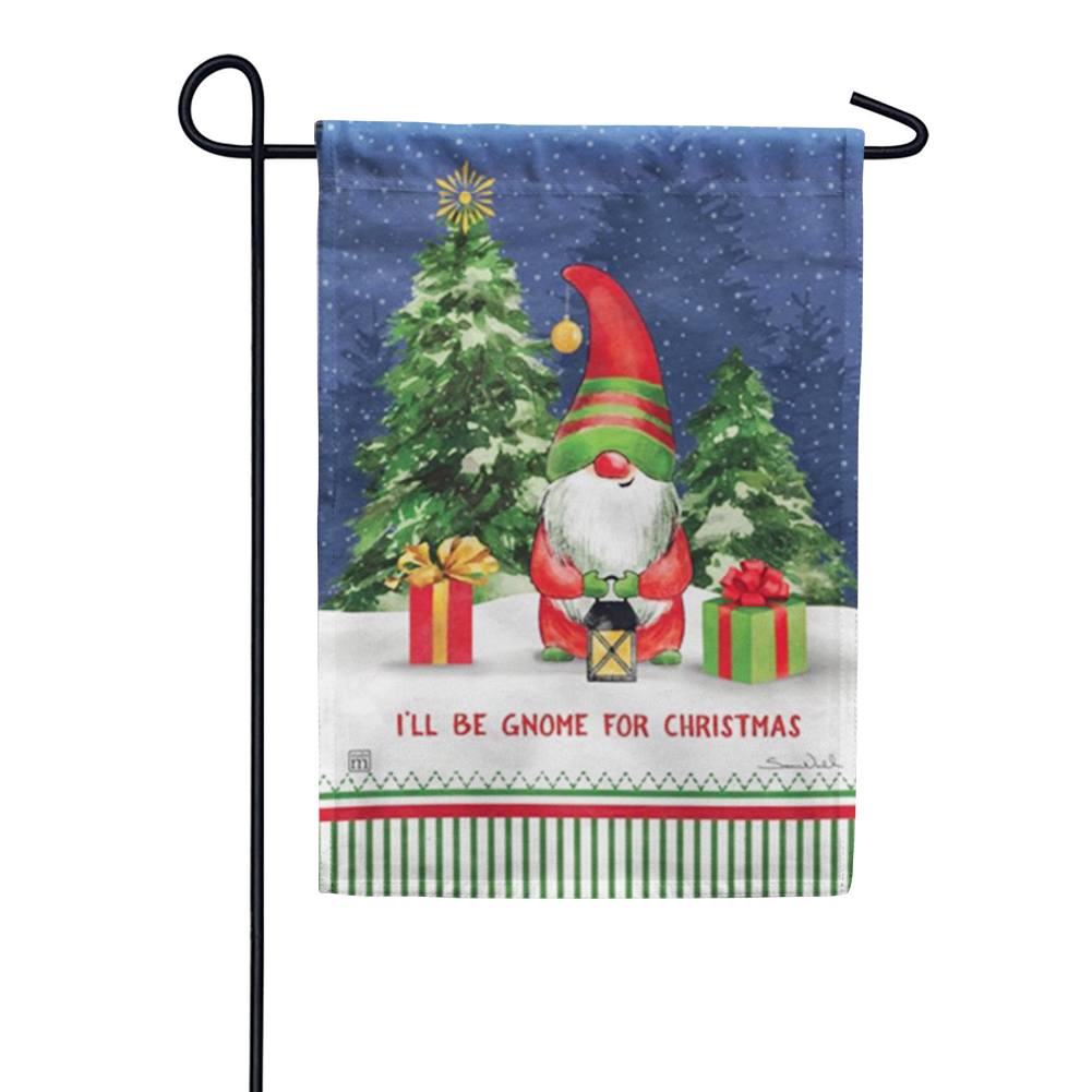 I'll Be Gnome For Christmas Garden Flag