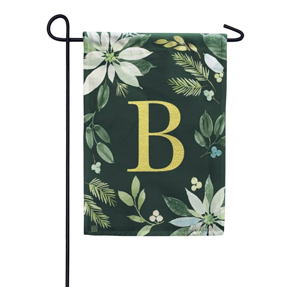 Poinsettia Joy Monogram Garden Flag