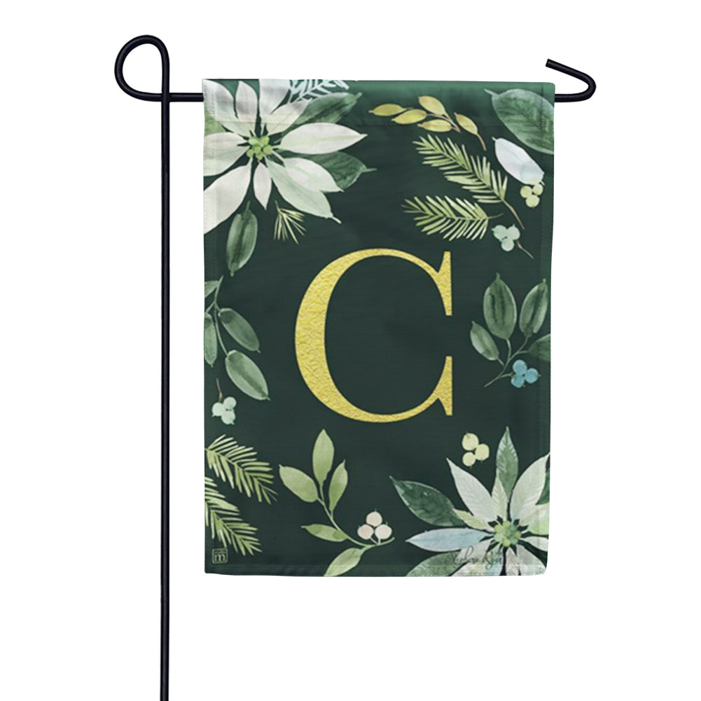 Poinsettia Joy Monogram Garden Flag