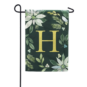 Poinsettia Joy Monogram Garden Flag