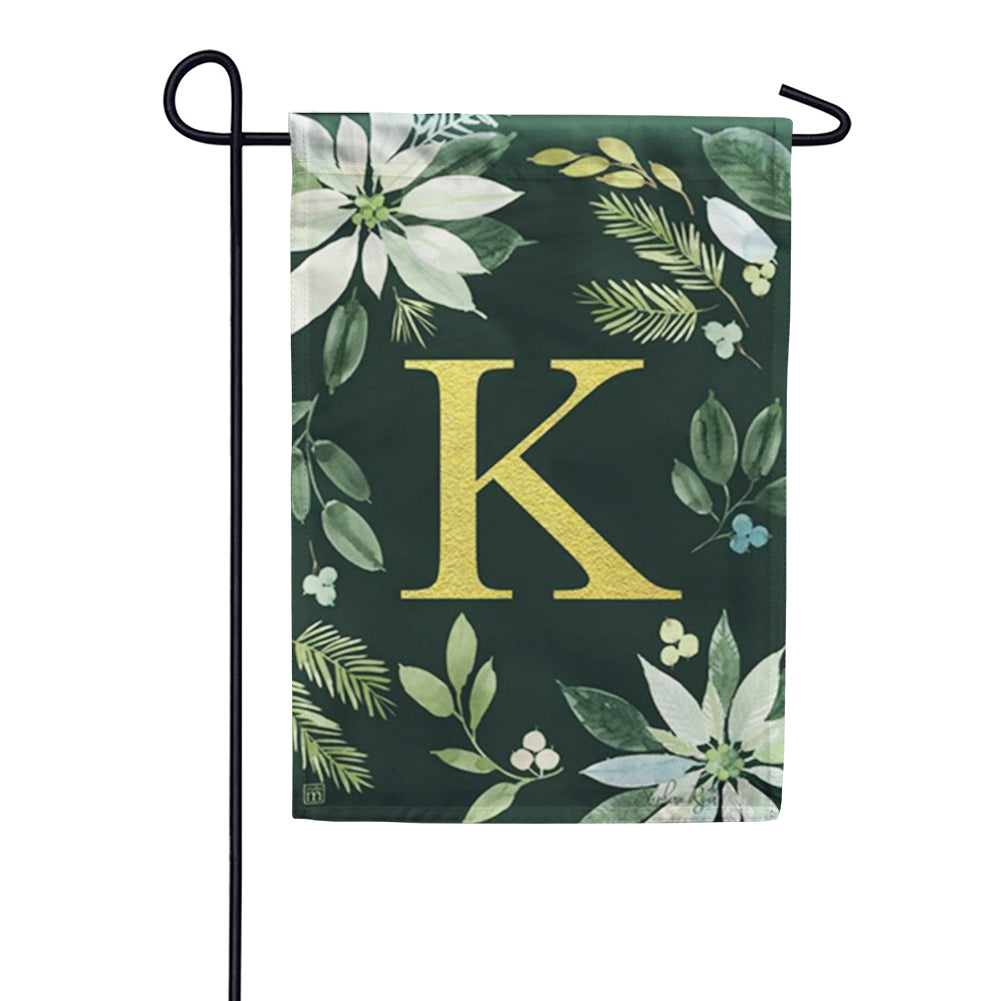 Poinsettia Joy Monogram Garden Flag