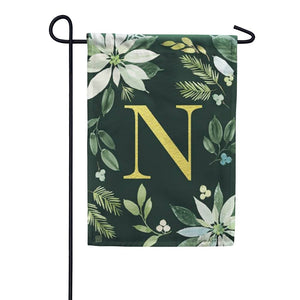 Poinsettia Joy Monogram Garden Flag