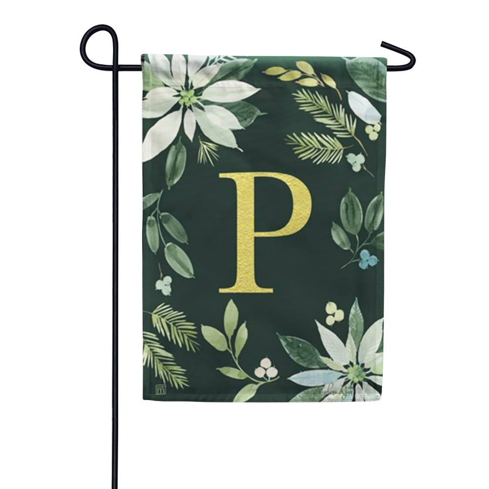 Poinsettia Joy Monogram Garden Flag