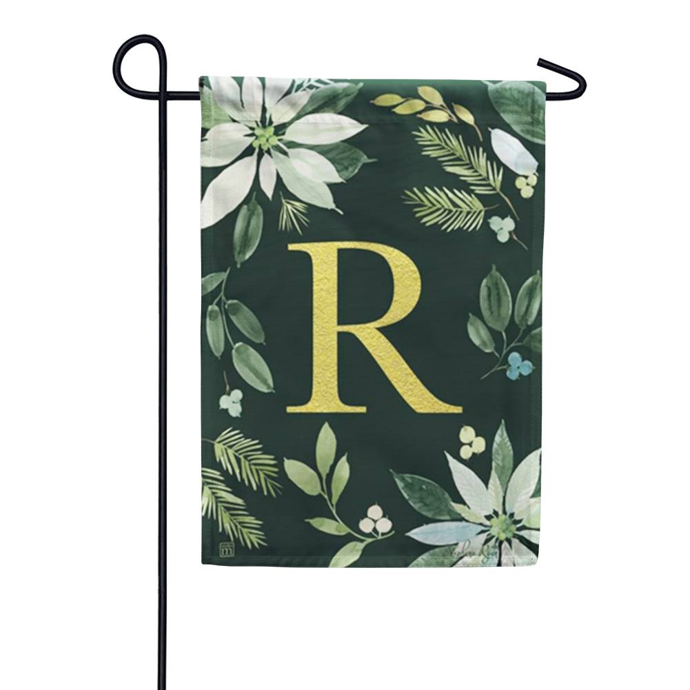 Poinsettia Joy Monogram Garden Flag