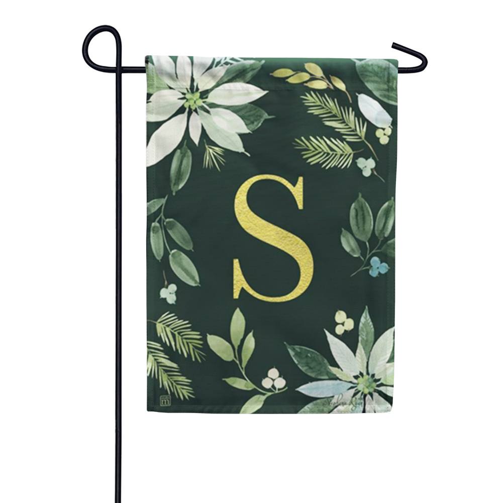 Poinsettia Joy Monogram Garden Flag