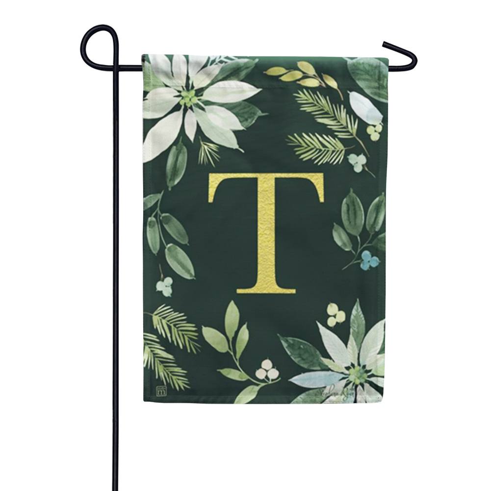 Poinsettia Joy Monogram Garden Flag