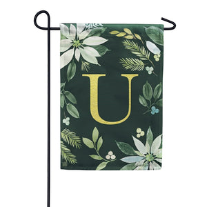 Poinsettia Joy Monogram Garden Flag