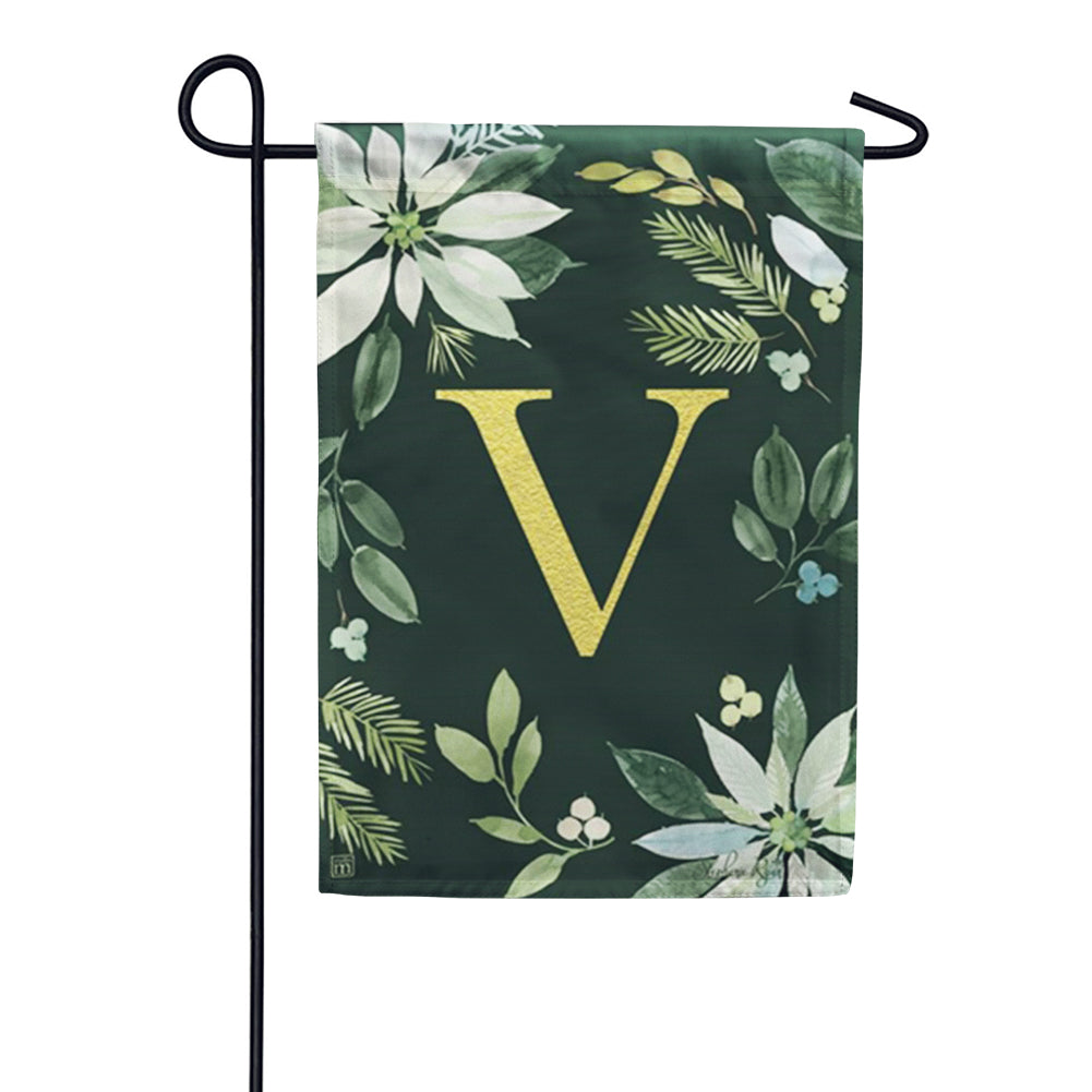 Poinsettia Joy Monogram Garden Flag