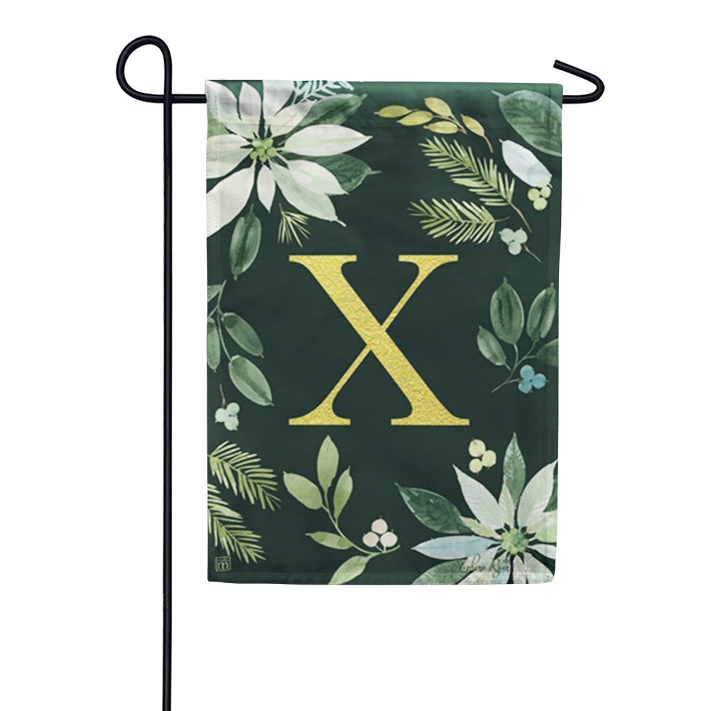 Poinsettia Joy Monogram Garden Flag