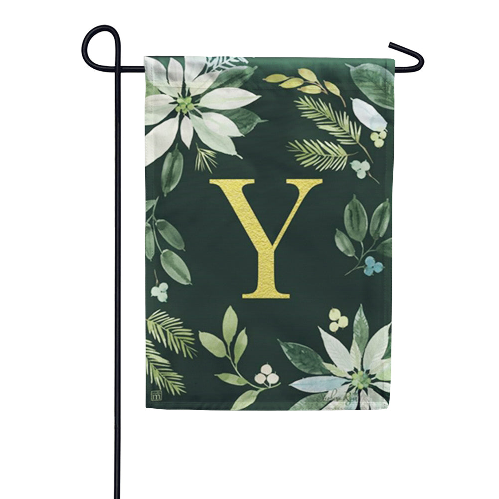 Poinsettia Joy Monogram Garden Flag