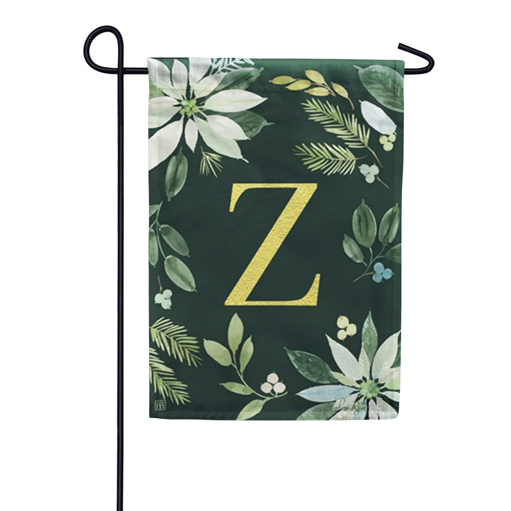 Poinsettia Joy Monogram Garden Flag