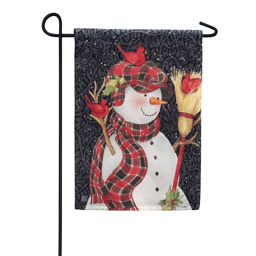 Snowman with Broom Garden Flag